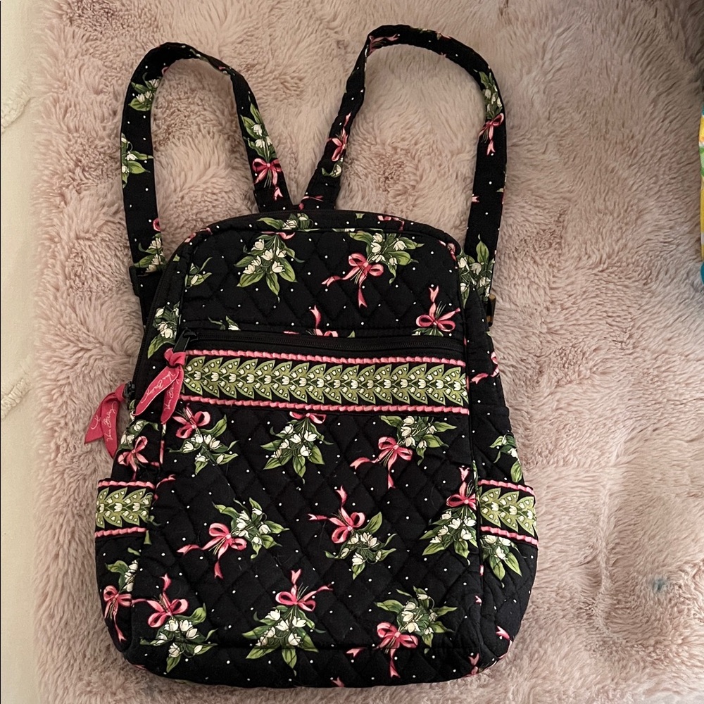 Elegant Black Floral Backpack